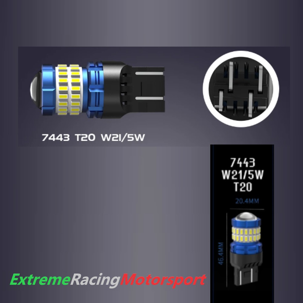 Xtreme Racing Lampadine LED ERM Led T20 EVO 7443 21/5W lampade LED bianche 6000K 2 pezzi