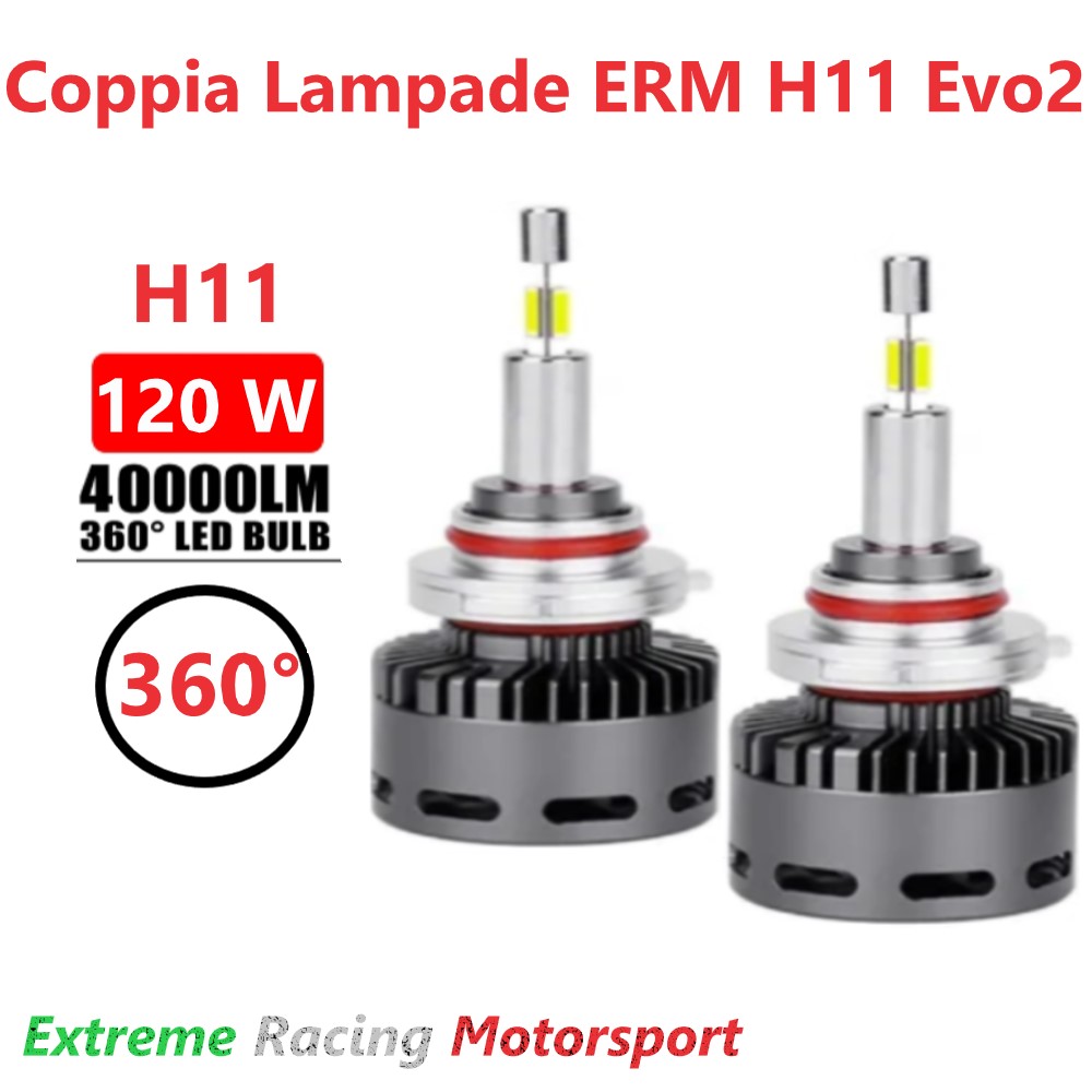 Xtreme Racing Lampadine LED ERM XTREME 40K 360° H11 lampadine coppia per fari lenticolari
