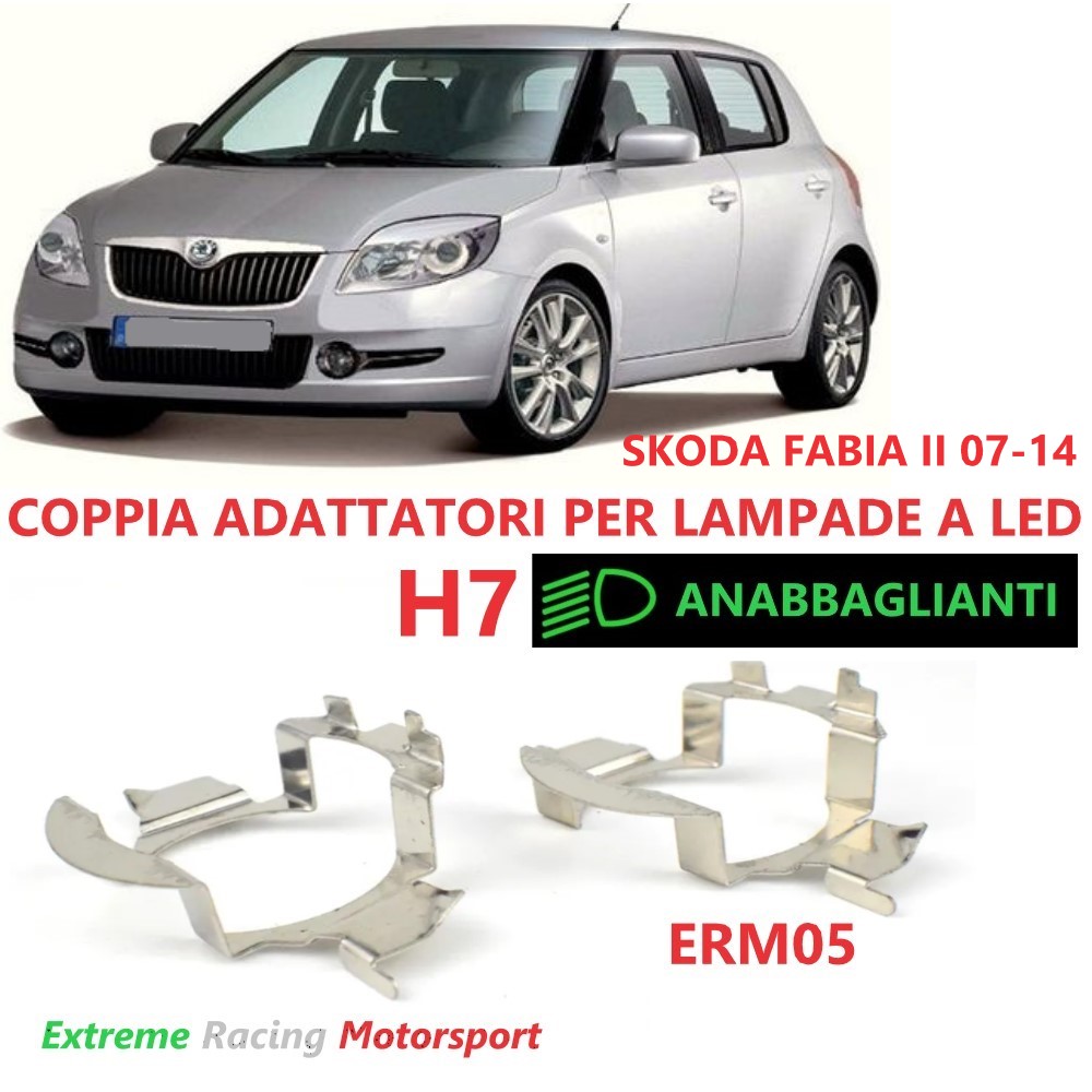 Xtreme Racing Accessori per Illuminazione LED ERM005 adattatori H7 Skoda Fabia II 07-14 coppia metallo