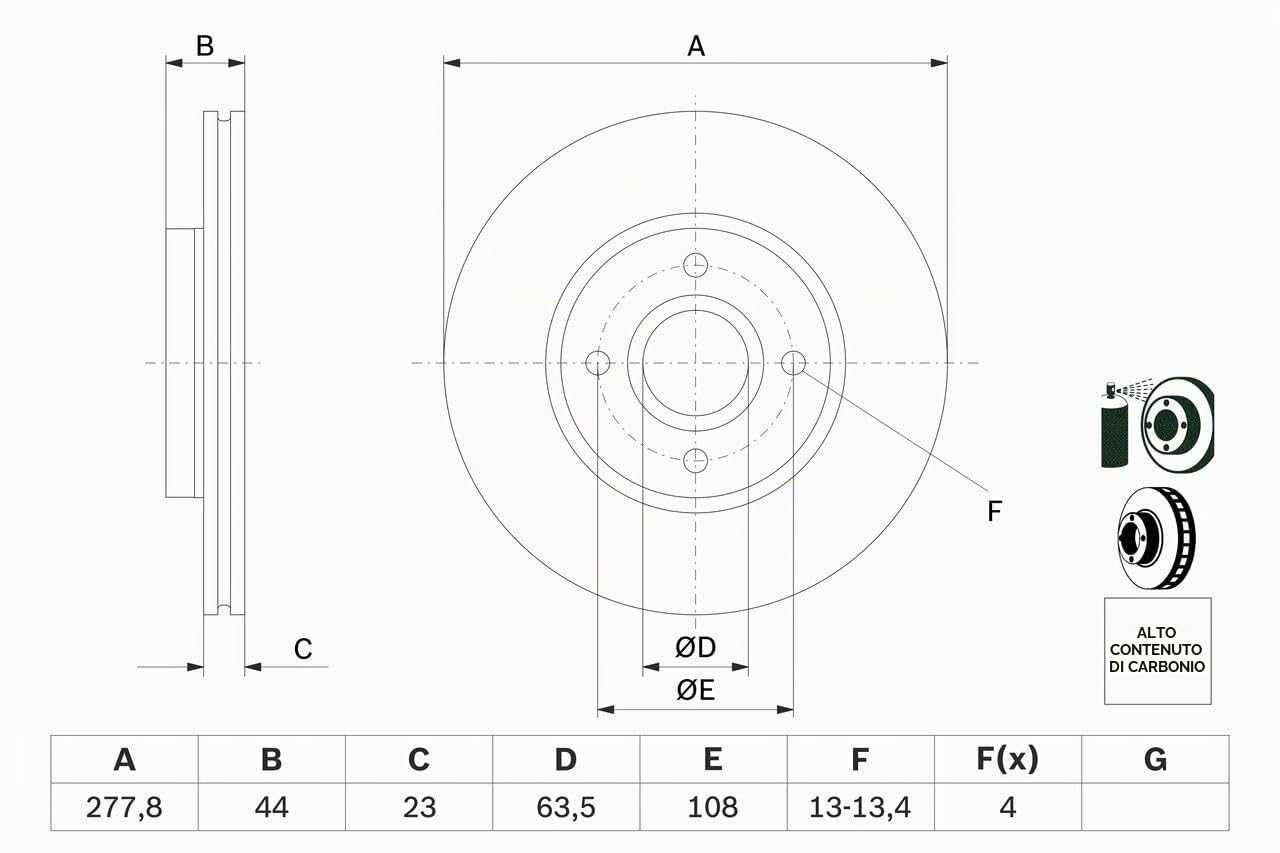 Bosch Sistema frenante BD1676 dischi freno anteriori 278 mm 2 pezzi ventilati