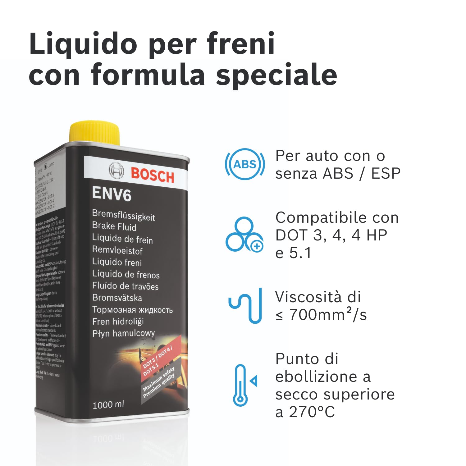 Bosch HCP Sistema frenante ENV6 liquido freni 1 L DOT 3 4 5.1