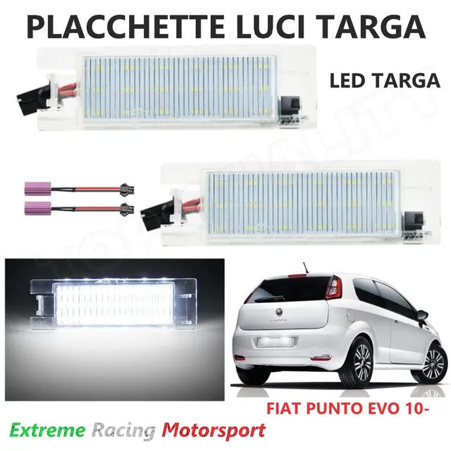 Xtreme Racing Accessori per Illuminazione LED Placchette Luci Targa a Led Fiat Punto Evo 11- coppia bianca
