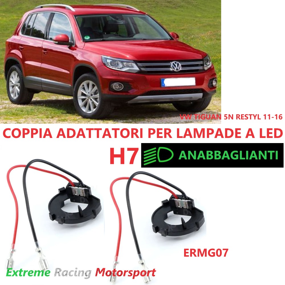 Xtreme Racing Accessori per Illuminazione LED ERMG07 adattatori H7 VW Tiguan 5N Restyling 2011-2016 ABS