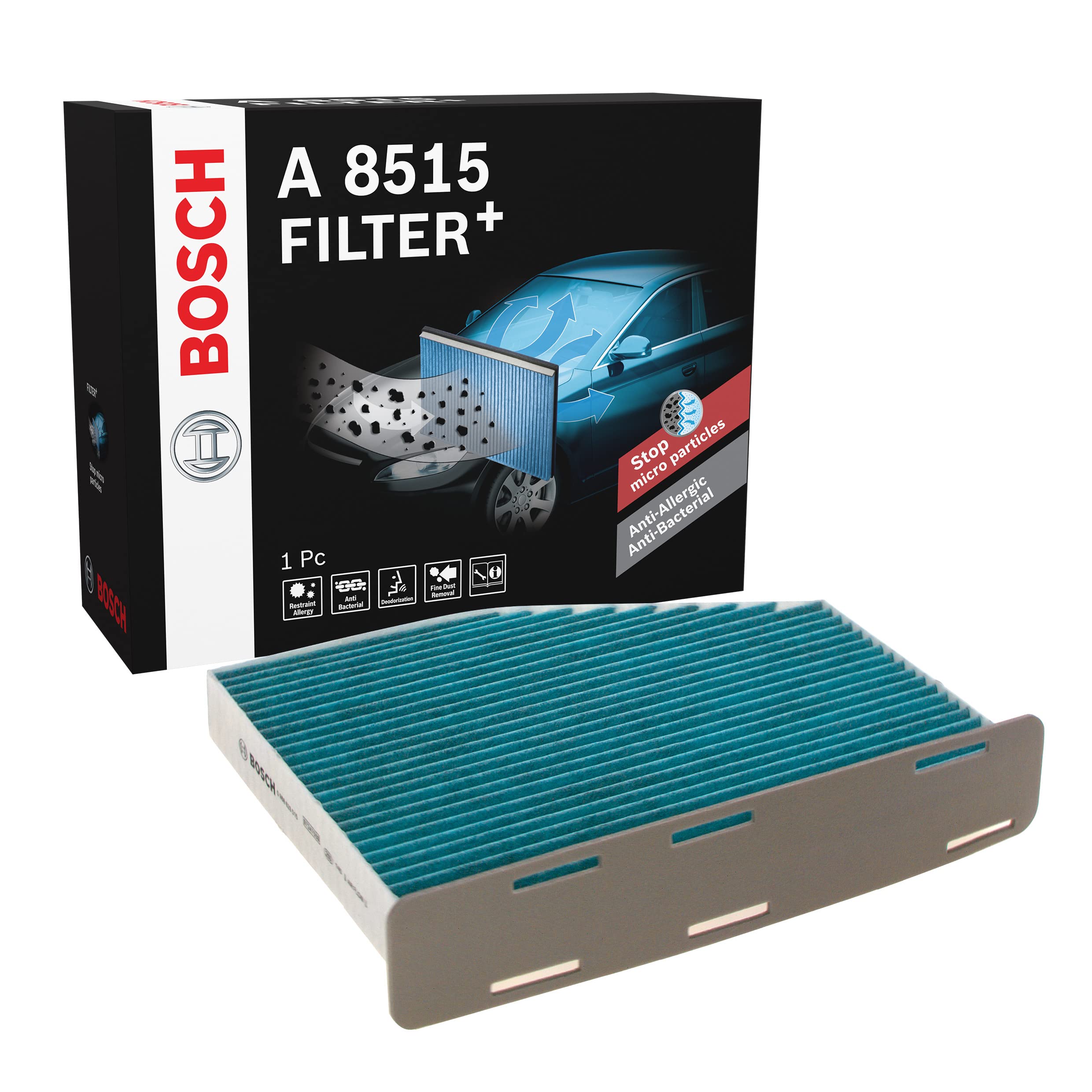 Bosch Filtri A8515 filtro abitacolo FILTER+ 1 pezzo antibatterico