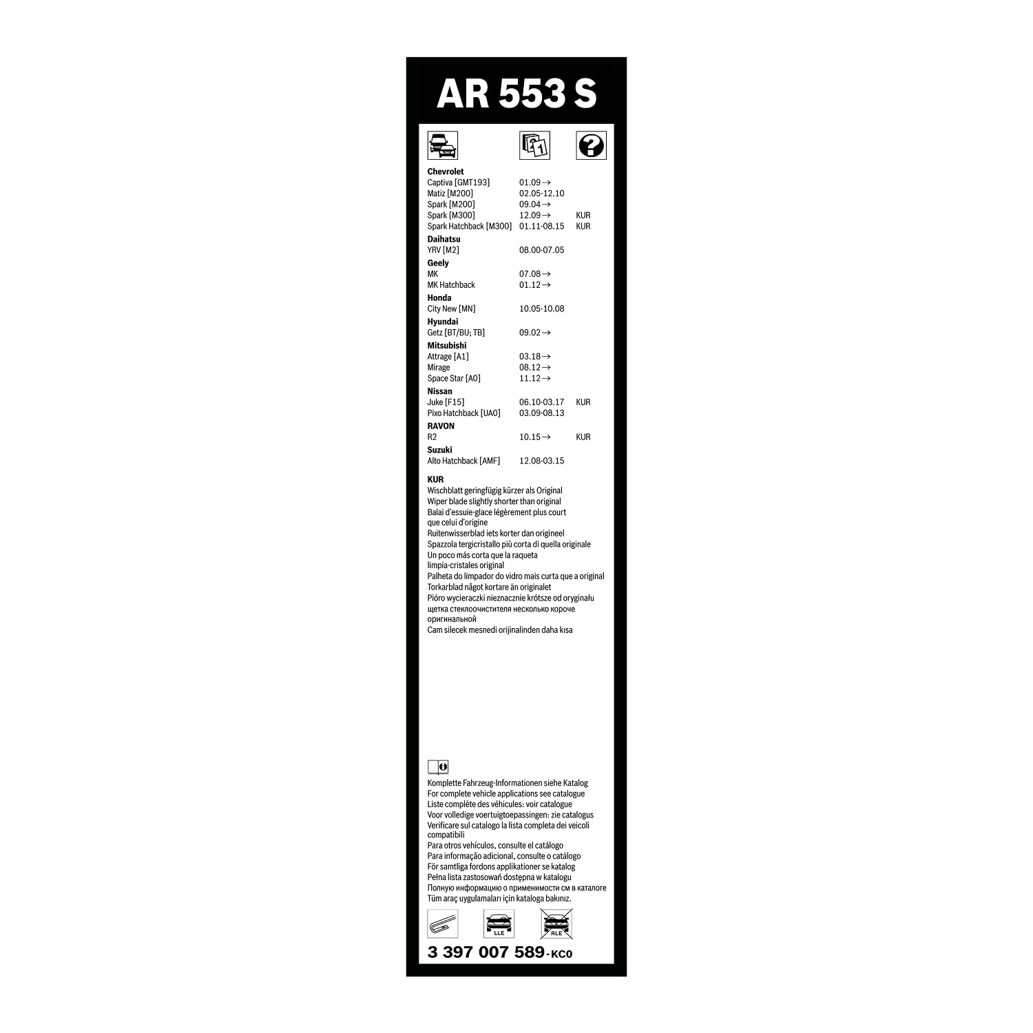 Bosch Spazzole tergicristallo AeroTwin 3397007589 2 pezzi con spoiler