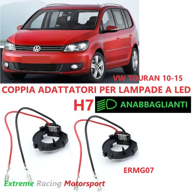 Xtreme Racing Accessori per Illuminazione LED ERMG07 adattatori H7 VW Touran 10-15 2 pezzi Plug&Play