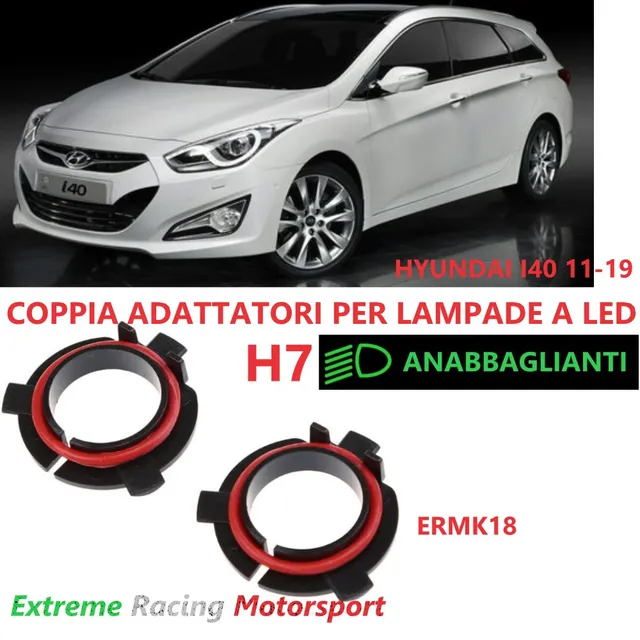 Xtreme Racing Accessori per Illuminazione LED ERMK18 adattatori H7 Hyundai i40 2 pezzi