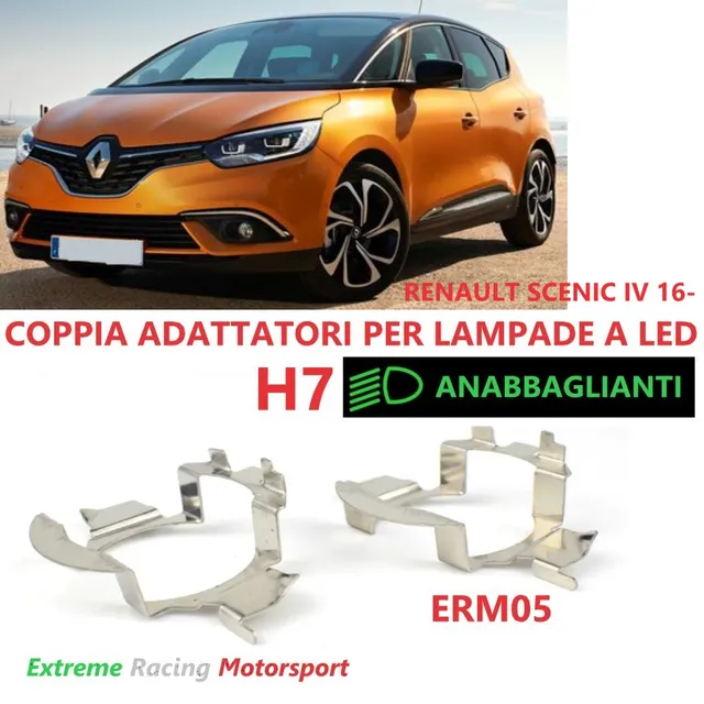 Xtreme Racing Accessori per Illuminazione LED Adattatori Portalampade a Led ERM005 Renault Scenic IV 16- H7