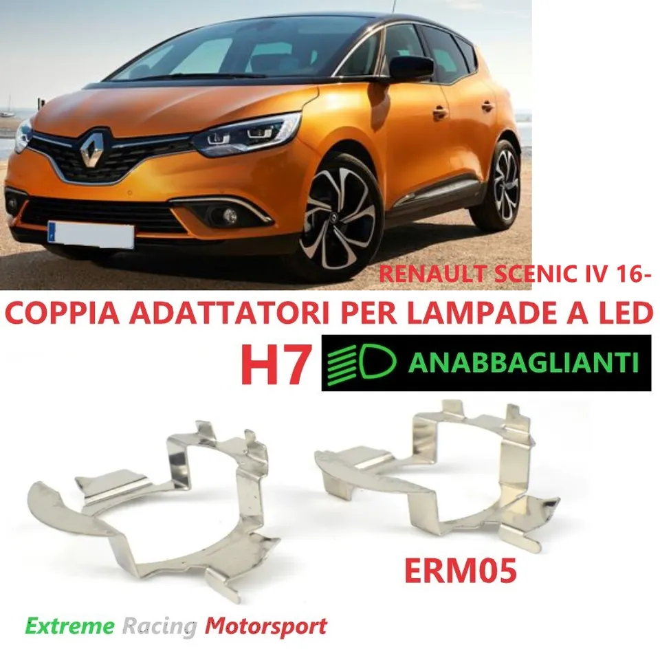 Xtreme Racing Accessori per Illuminazione LED Adattatori Portalampade a Led ERM005 Renault Scenic IV 16- H7