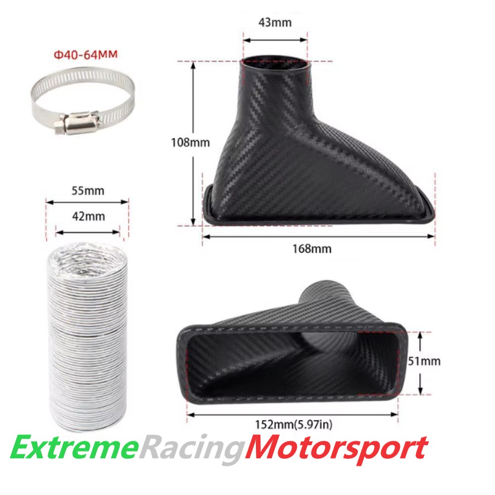 Xtreme Racing Filtri Aria Presa aria Convogliatore Aspirazione Rettangolare carbon look