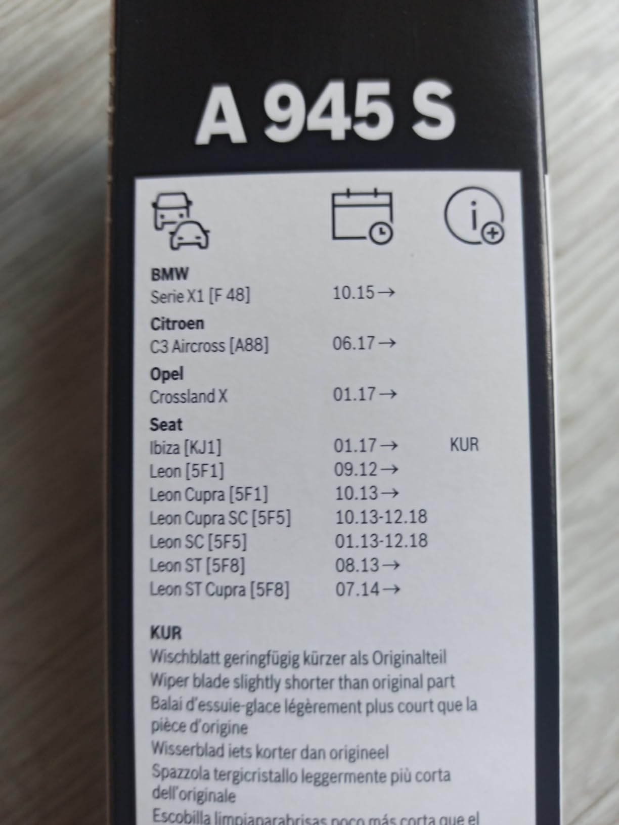 Bosch Spazzole tergicristallo Aerotwin A945S 650/400 mm confezione standard