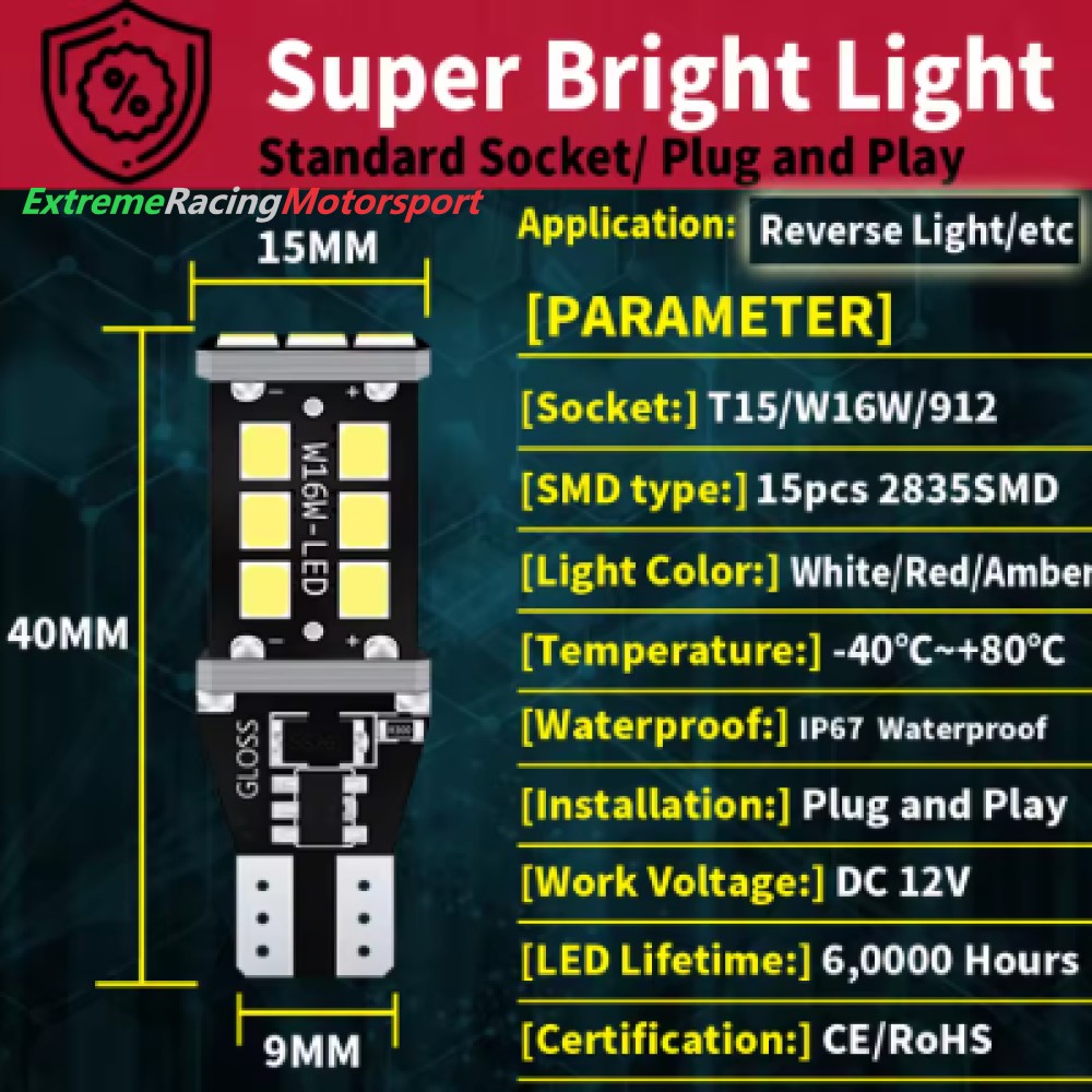 Xtreme Racing Lampadine LED T15 W16W lampadina rossa 1 pezzo CANBUS