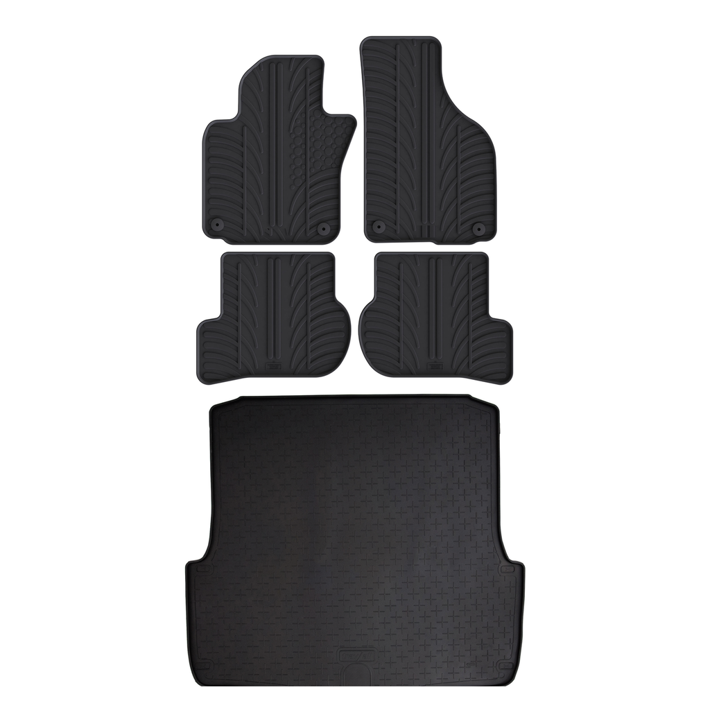 Travall Bundles Skoda Octavia Rubber Boot Liner and Rubber Car Mats Bundle 2004-2013