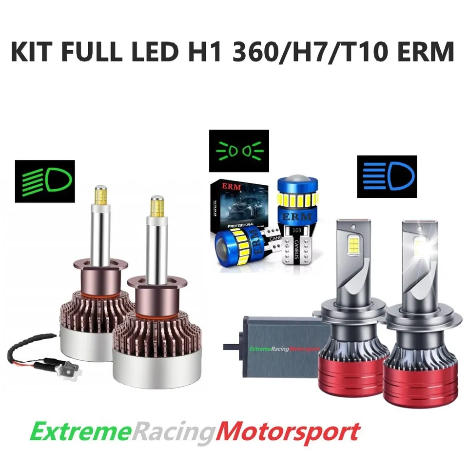 Xtreme Racing Kit Illuminazione LED Kit Lampade Full LED T10/H1 360° 25K/H7 6000K