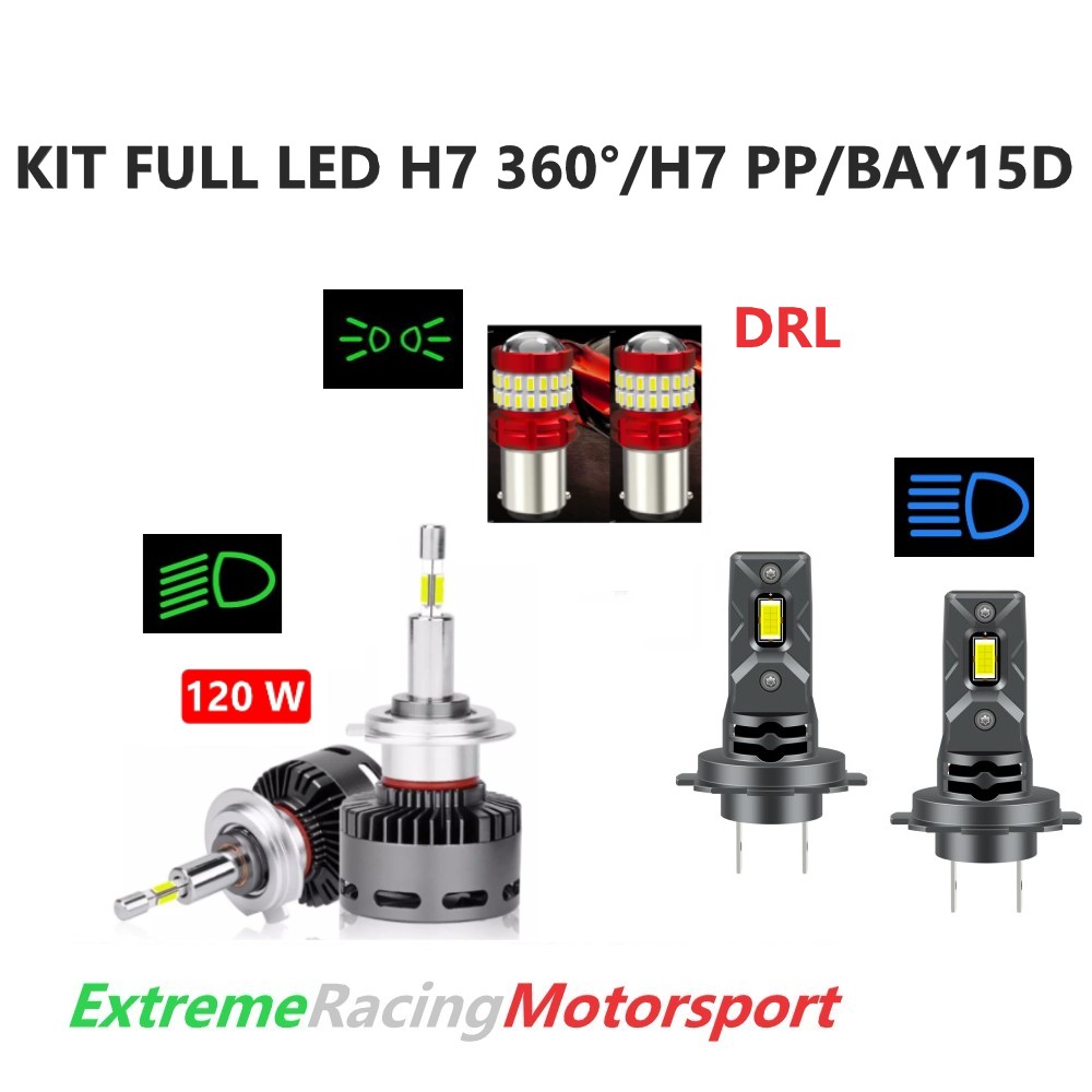 Xtreme Racing Kit Illuminazione LED BAY15D 21/5W/H7 360° 40Klm/H7 PP kit lampade full LED 6000K