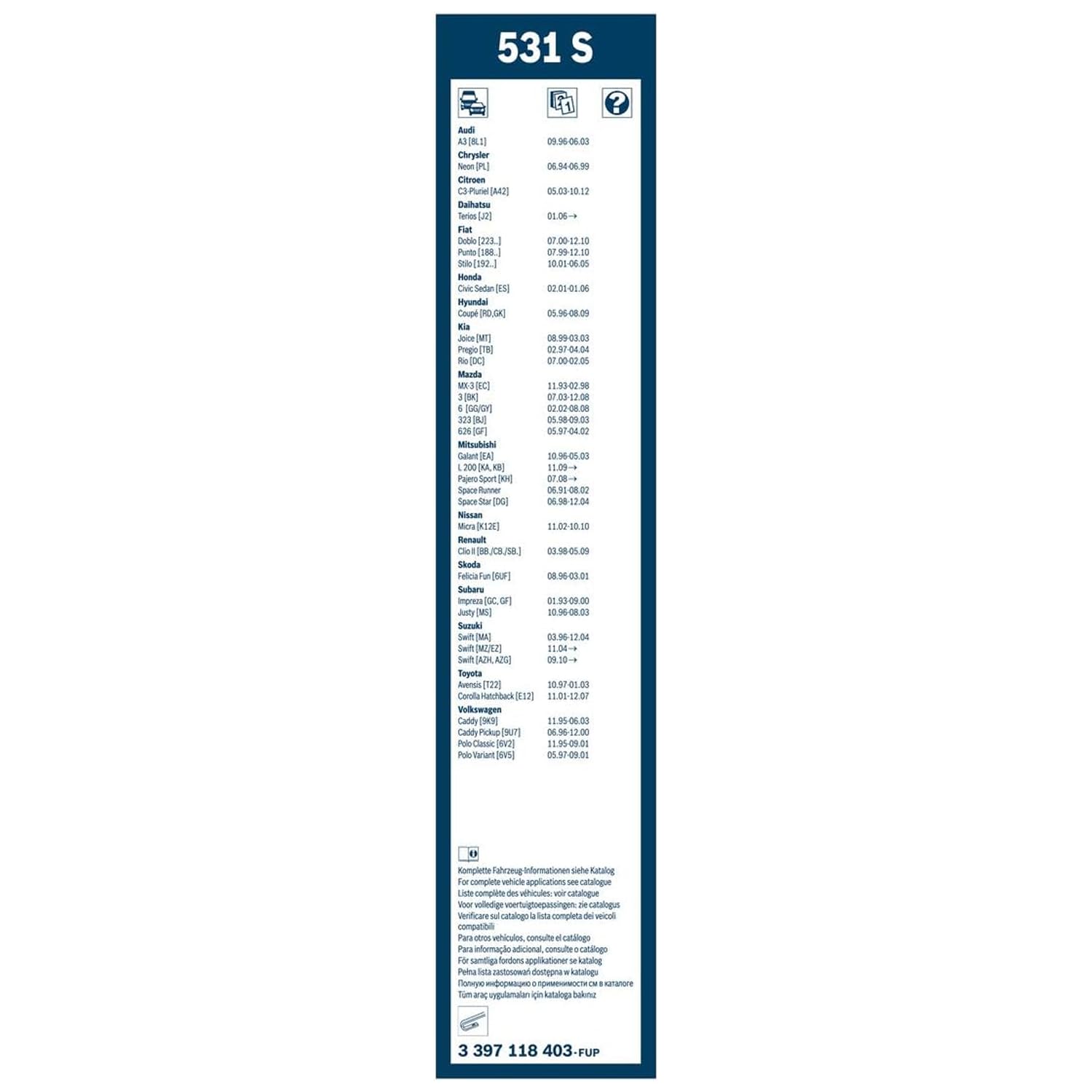 Bosch Twin 3397118403 spazzole tergicristallo con spoiler 530/450 mm