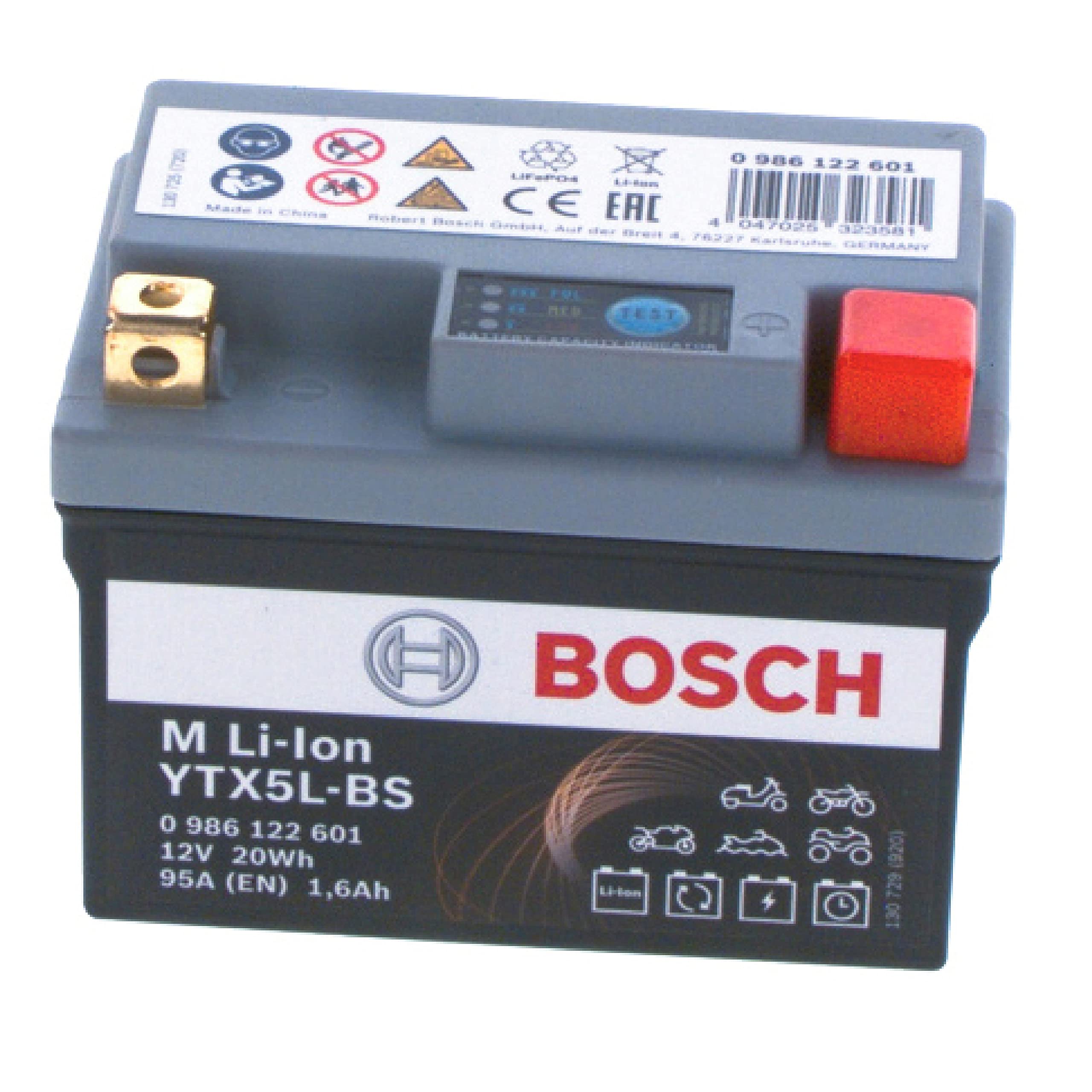 Bosch Batterie 0986122601 batteria moto litio 12 V 1,6 Ah senza manutenzione