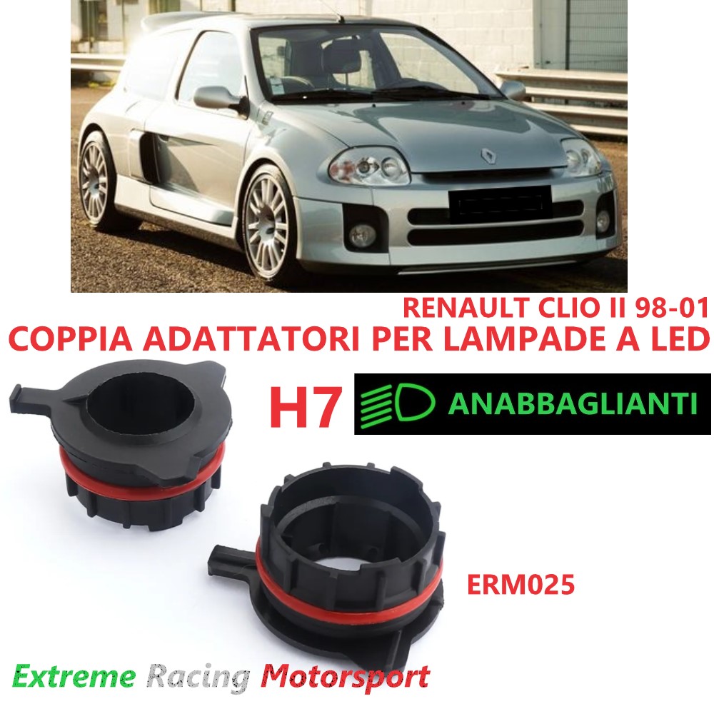 Xtreme Racing Accessori per Illuminazione LED ERM025 adattatori H7 Renault Clio 98-01 2 pezzi Plug&Play