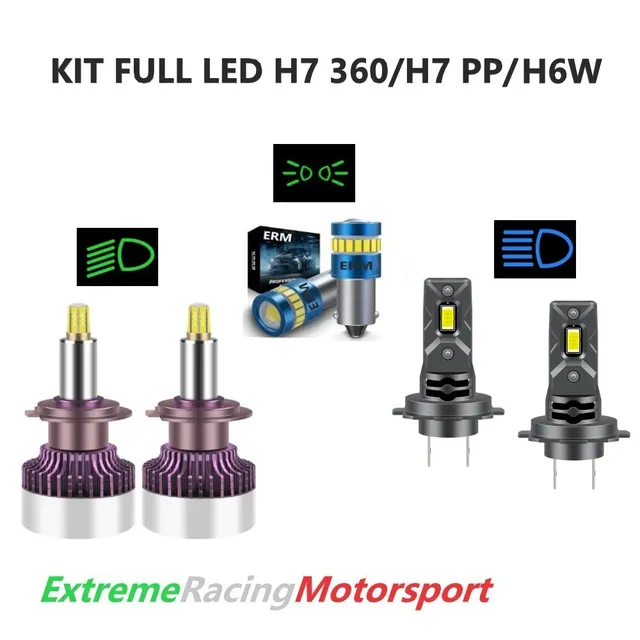 Xtreme Racing Kit Illuminazione LED H6W/H7 360° 25K/H7 PP kit lampade Full LED 12 V 6000 K