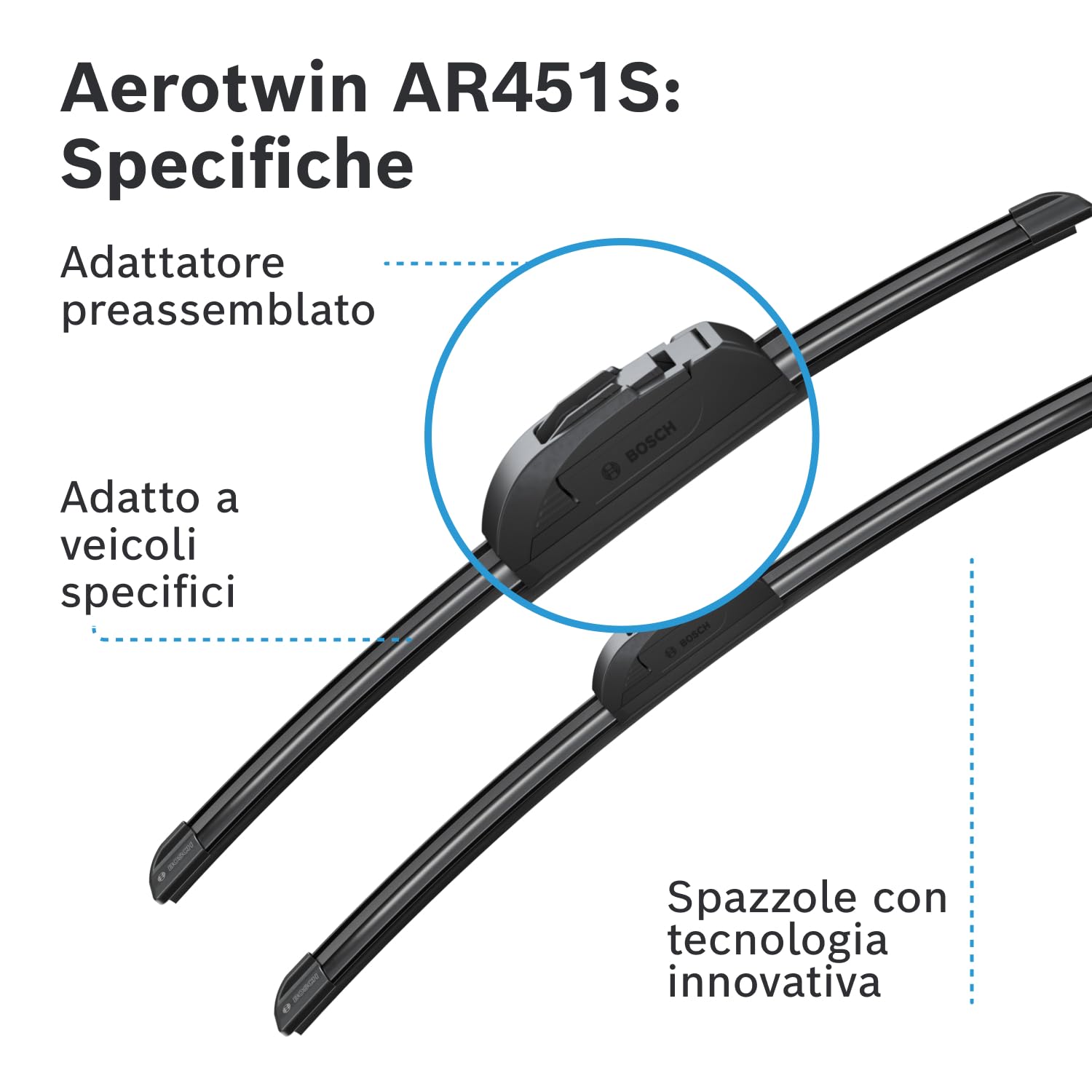 Bosch HCP Spazzole tergicristallo 3397014076 Aerotwin AR451S anteriori 2 pezzi