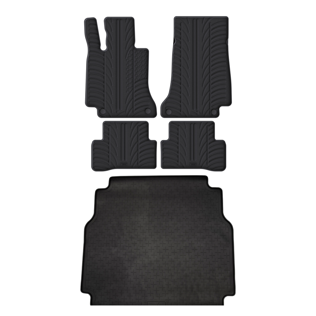 Travall Bundles Mercedes C-Class Rubber Boot Liner and Rubber Car Mats Bundle (2014-2021) kit tappetini in gomma
