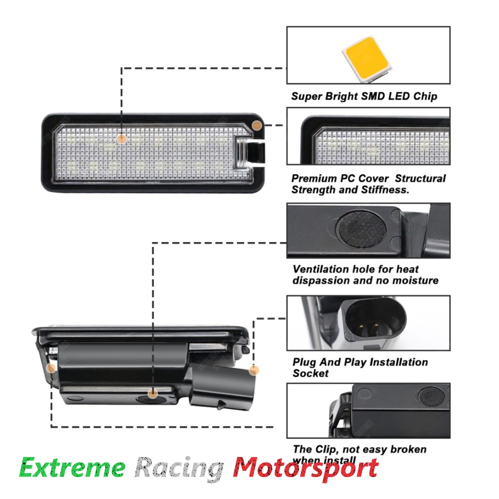 Xtreme Racing Accessori LED Placchette targa Volkswagen Phaeton 2001-2016 12 V coppia
