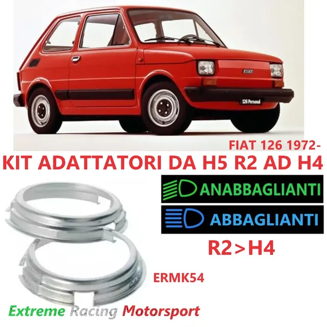 Xtreme Racing Accessori per Illuminazione LED ERMK54 Fiat 126 1972- adattatori H5 H4