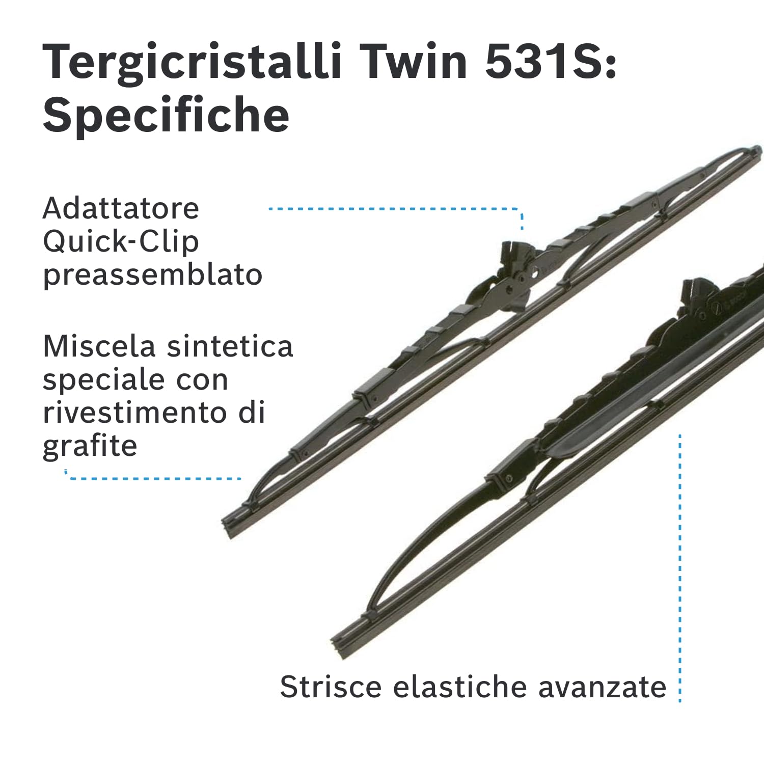 Bosch Twin 3397118403 spazzole tergicristallo con spoiler 530/450 mm