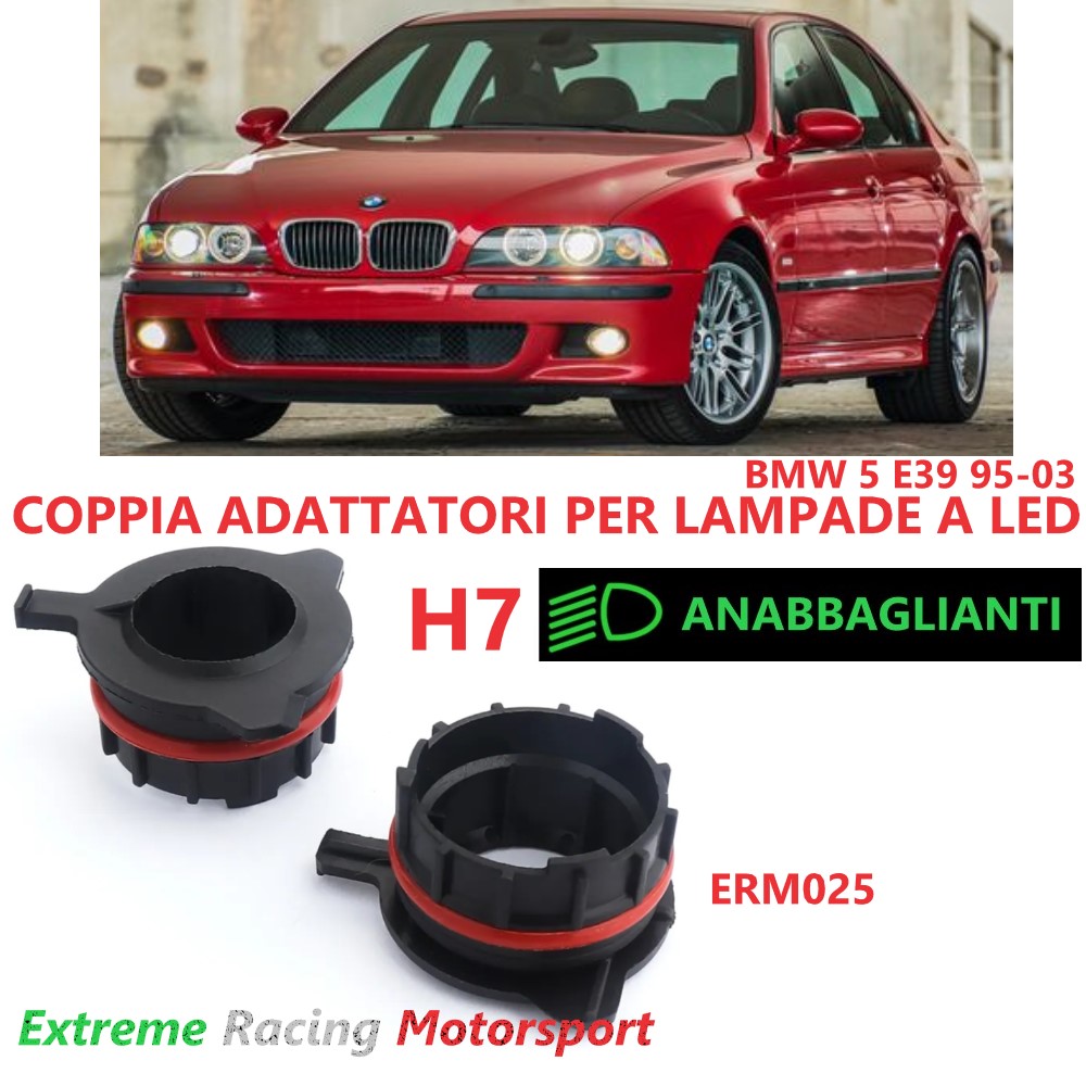 Xtreme Racing Accessori per Illuminazione LED ERM025 adattatori H7 BMW 5 E39 coppia ABS