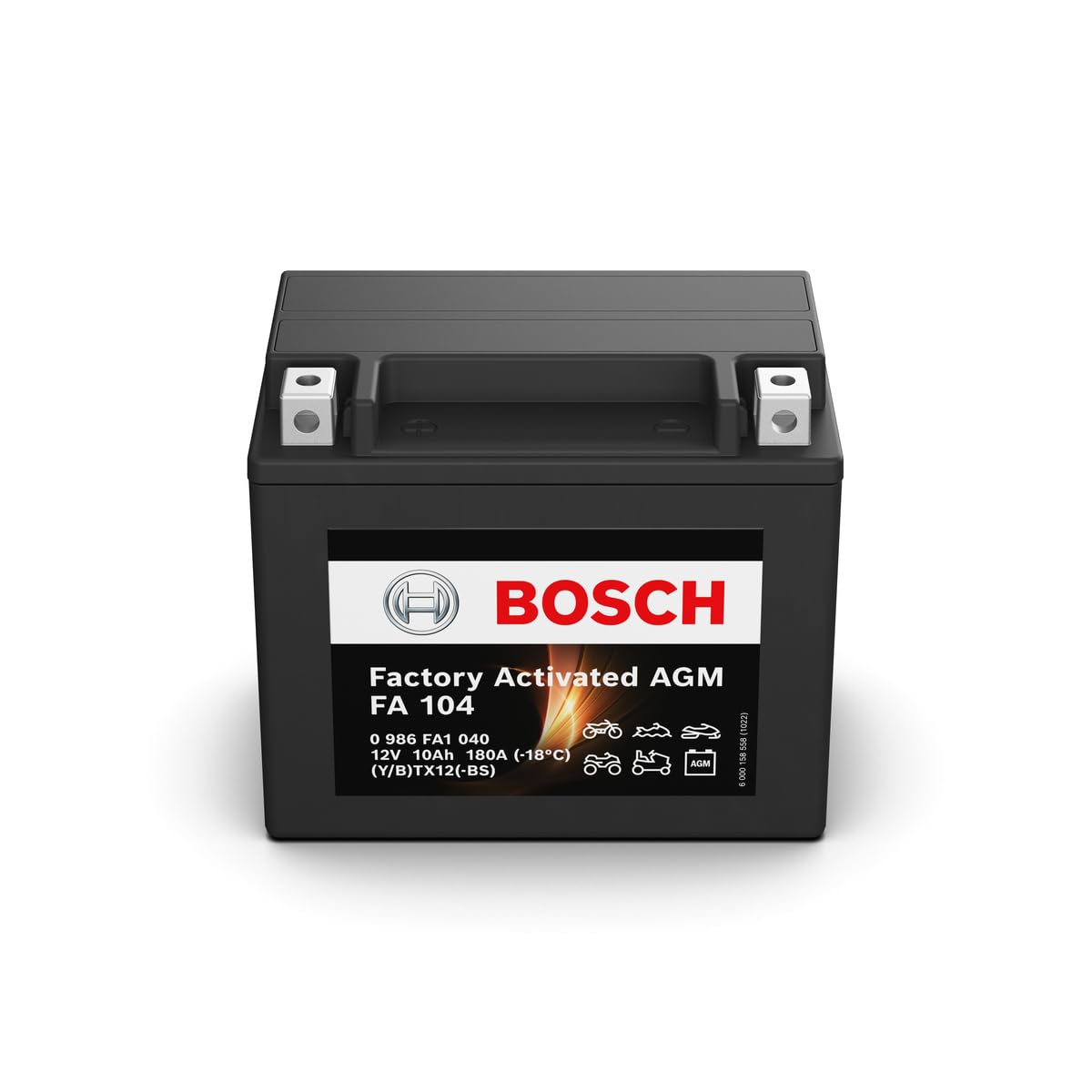 Bosch HCP Batterie FA104 AGM 12V 10Ah per moto, pronta all'uso
