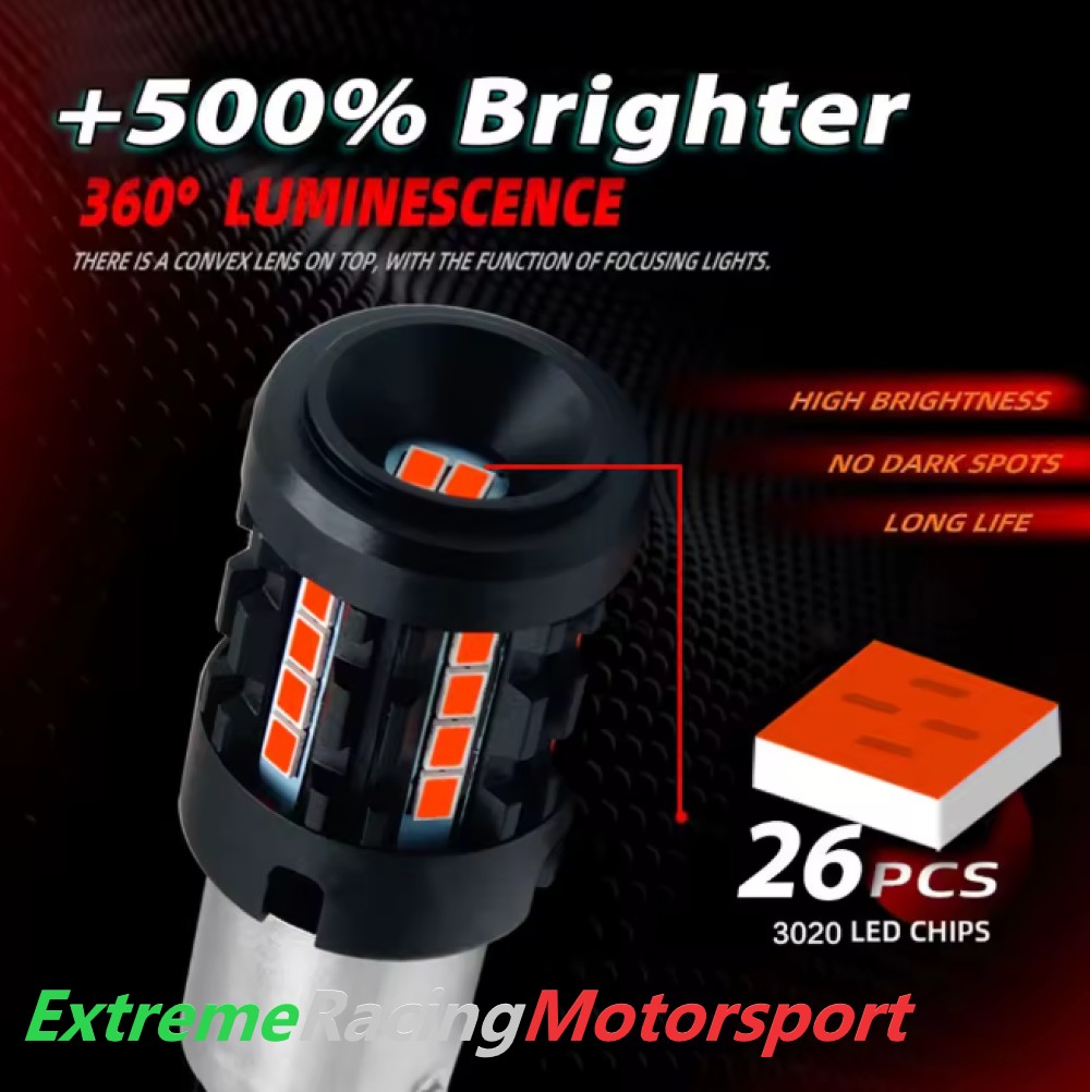 Xtreme Racing Lampadine LED ERM VT26BK 1156 BAW15S PR21W RED retronebbia coppia