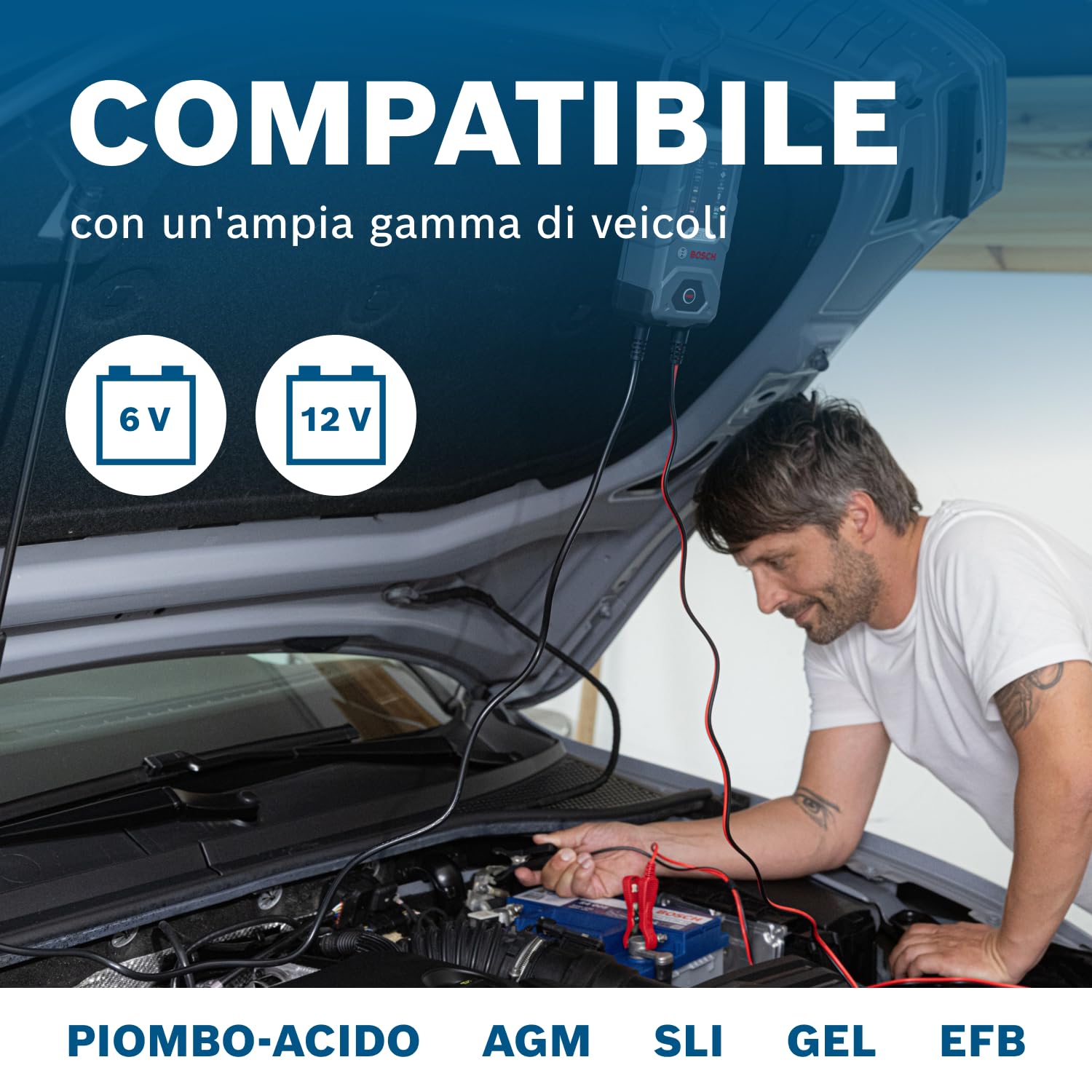 Bosch HCP Caricabatterie e avviatori C30 3,8 A 6/12 V per batterie AGM