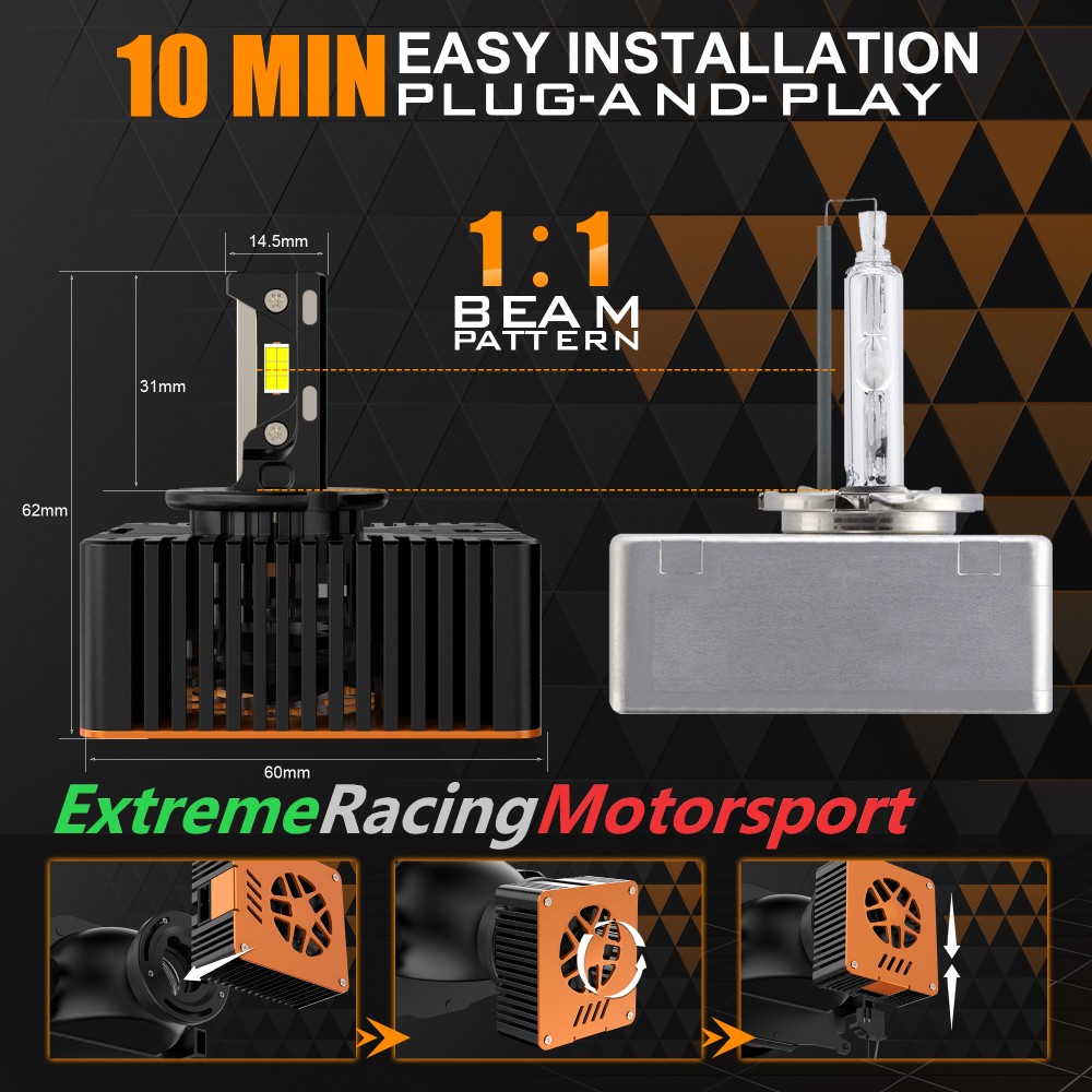 Xtreme Racing Kit Illuminazione LED DSeries D30 D8S lampade LED coppia 30000 lumen CANBUS