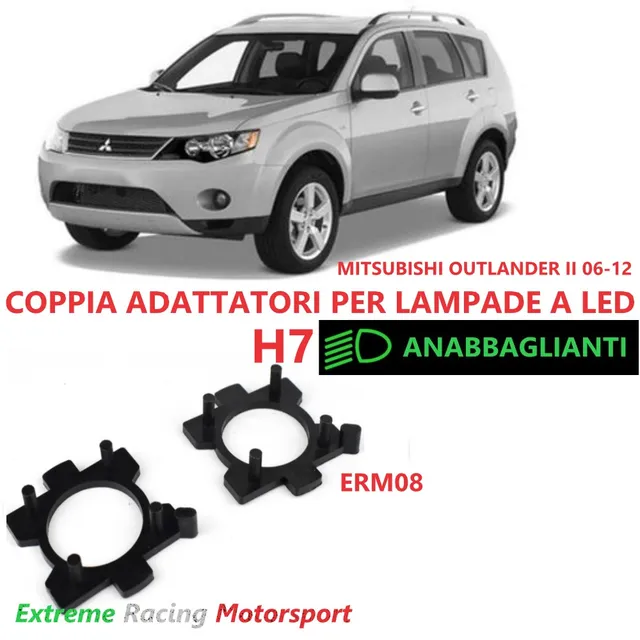 Xtreme Racing Accessori per Illuminazione LED ERM008 Mitsubishi Outlander II 06-12 adattatori portalampade H7 ABS