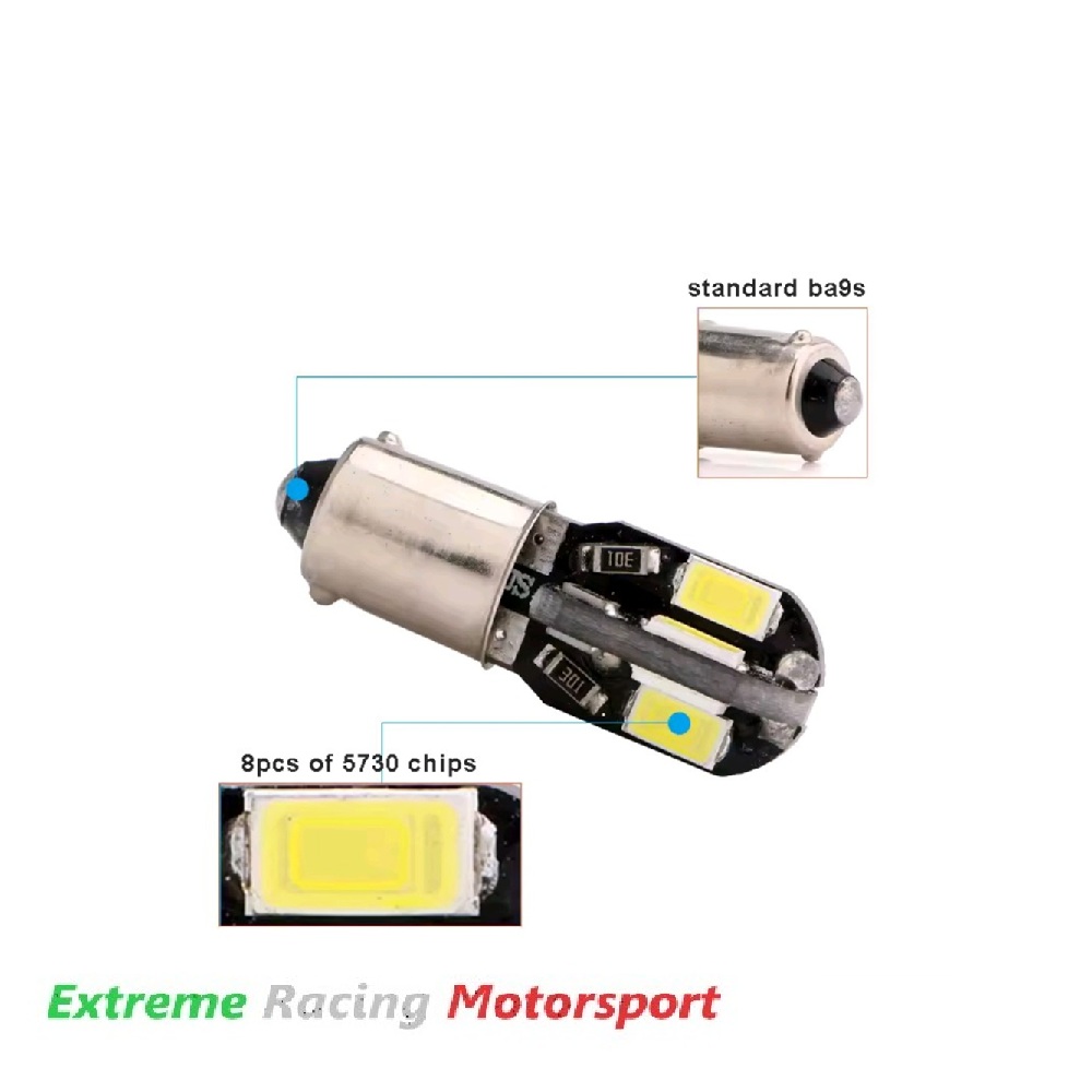 Xtreme Racing Lampadine LED Luci Targa BA9S 8L lampadine bianche coppia