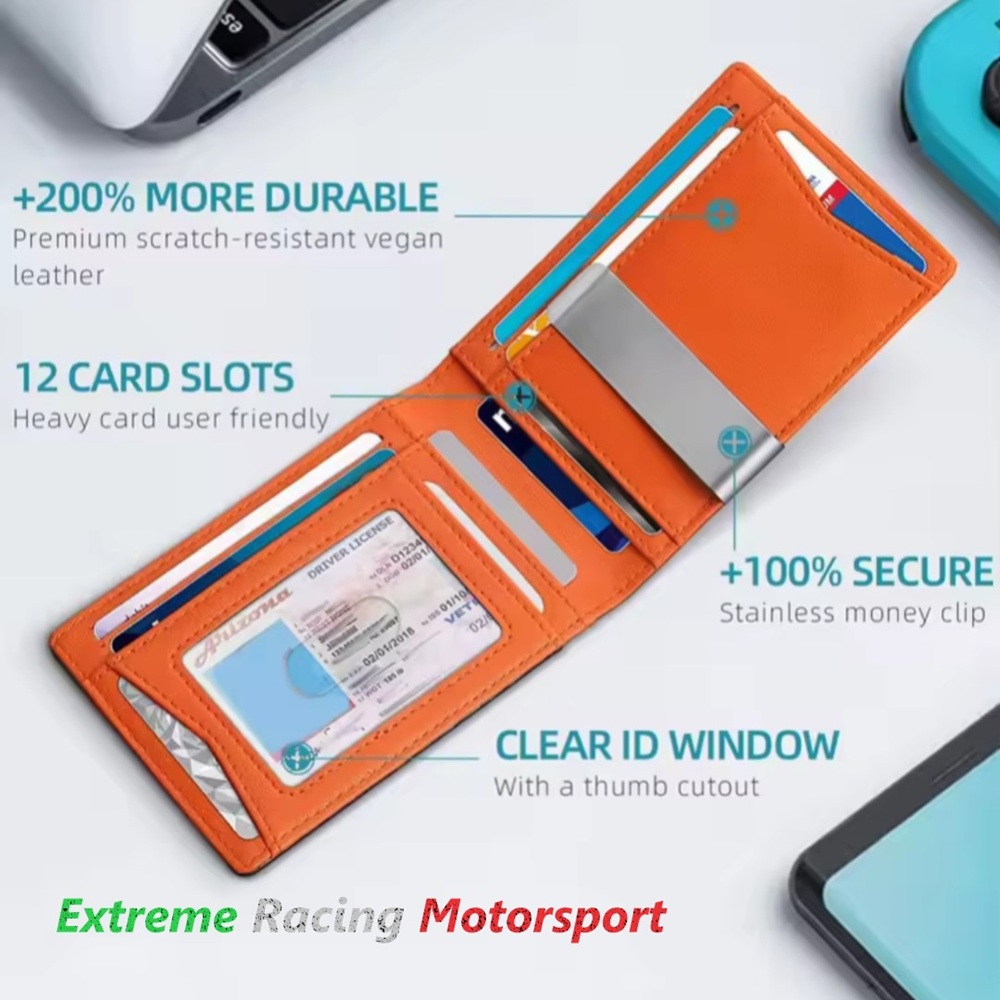 Xtreme Racing Portafogli e Articoli in Ecopelle Portafoglio Carbon Look Orange RFID