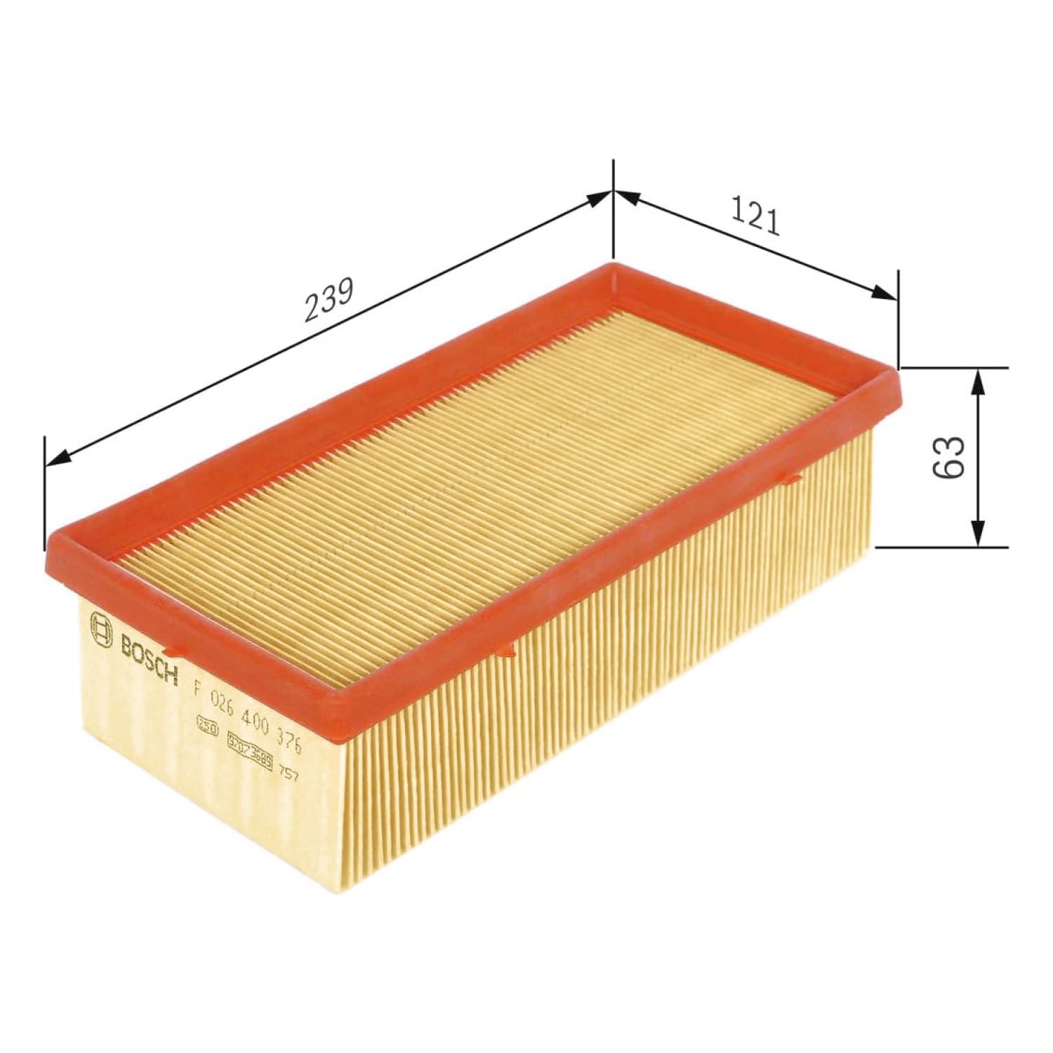Bosch Filtri F026400376 filtro aria elemento 239×121×63 mm
