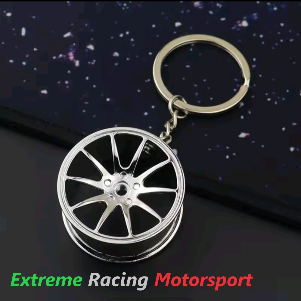 Xtreme Racing Decorazioni Auto e Adesivi Portachiavi in metallo Cerchio Cromato