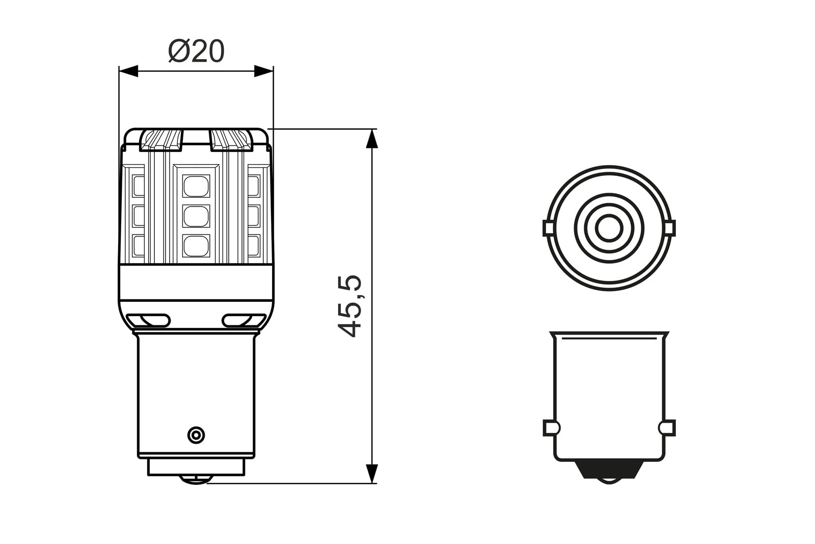 Bosch HCP Pure Light P21W lampadine BA15s 12 V 21 W confezione da 2
