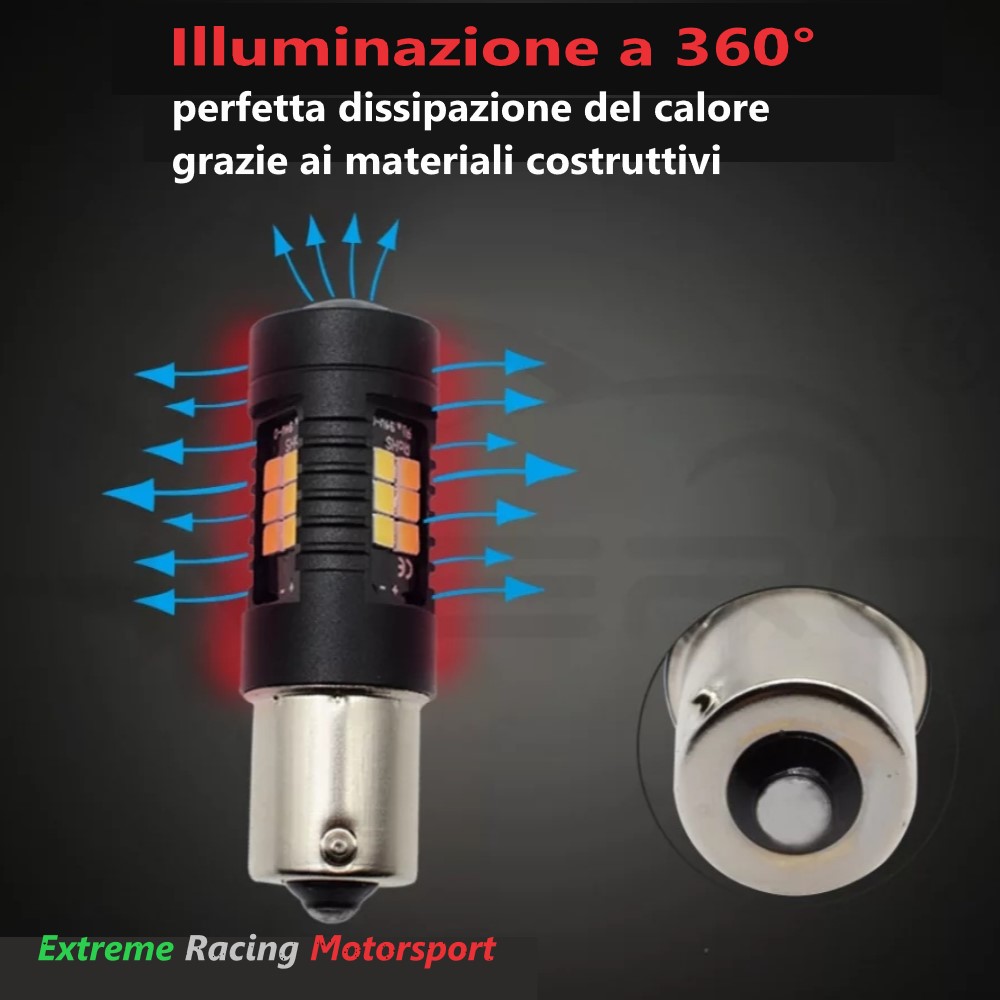 Xtreme Racing Lampadine LED ERM BA15S P21W lampadine frecce arancioni 2 pezzi