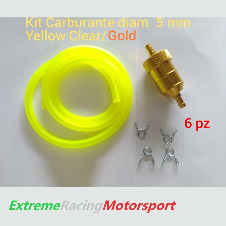 Xtreme Racing Impianto Carburante Kit Tubo Siliconico Carburante 6 PZ 5×7 mm Yellow Clear/Gold