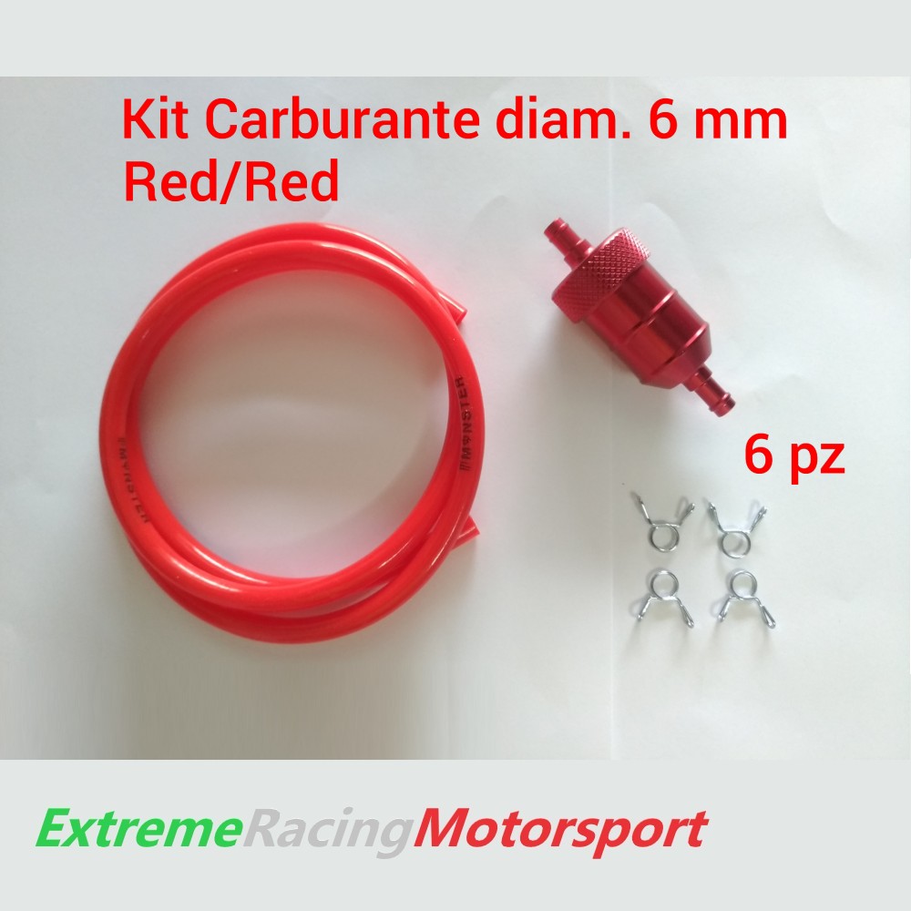 Xtreme Racing Impianto Carburante e Regolatori di Pressione tubo carburante silicone 5×7 mm rosso 6 pezzi 1 m bassa pressione