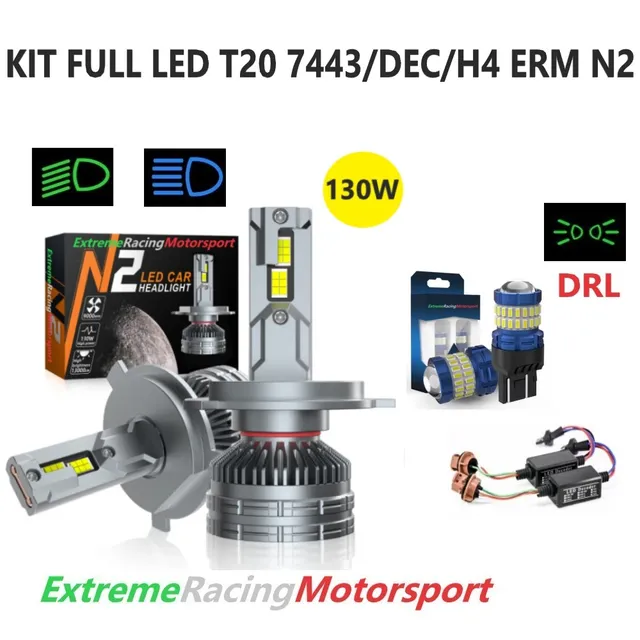 Xtreme Racing Kit Illuminazione LED T20 7443/Decoder T20 7443/H4 ERM N2 kit Full LED 6000K