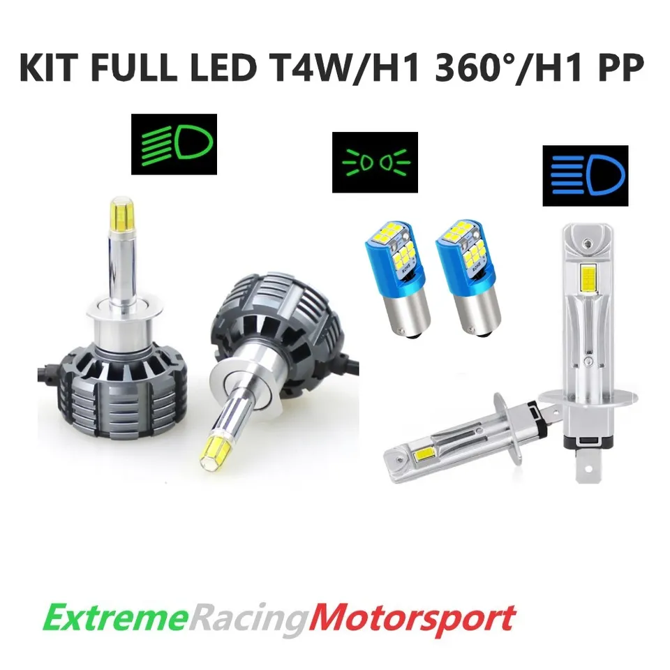 Xtreme Racing Kit Illuminazione LED Kit Lampade FULL LED T4W/H1 360° 20K/H1 PP, bianco 6000 K