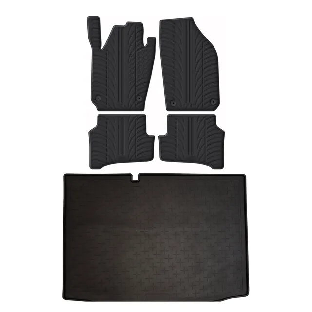 Travall Bundles Skoda Fabia Rubber Boot Liner and Rubber Car Mats Bundle impermeabile
