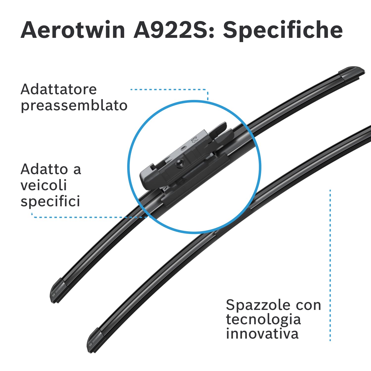 Bosch Spazzole tergicristallo A922S 500 mm set anteriore