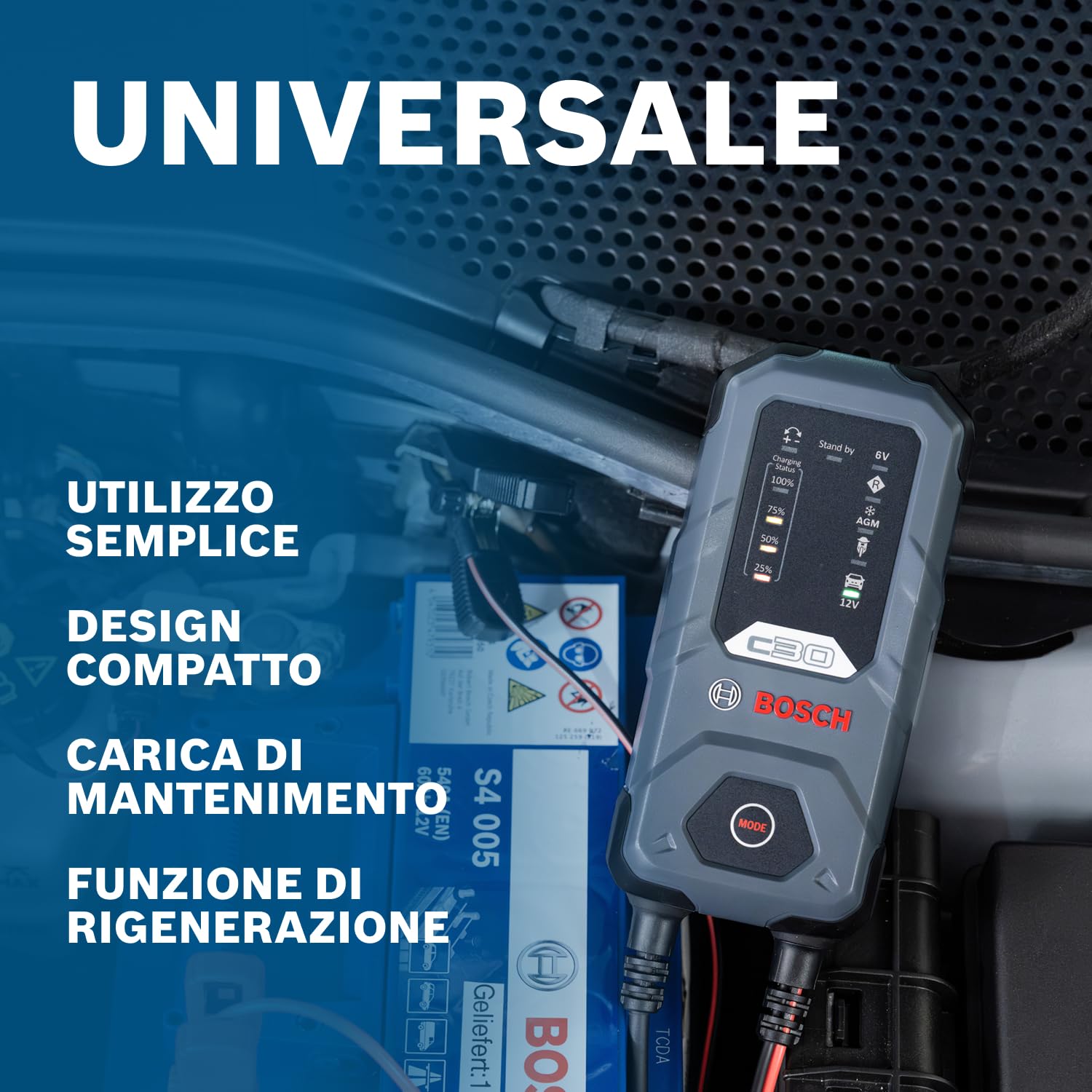 Bosch HCP Caricabatterie e avviatori C30 3,8 A 6/12 V per batterie AGM