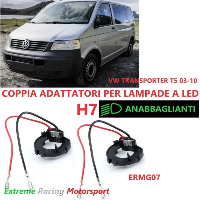 Xtreme Racing Accessori per Illuminazione LED ERMG07 VW Transporter T5 03-10 adattatori H7 coppia ABS