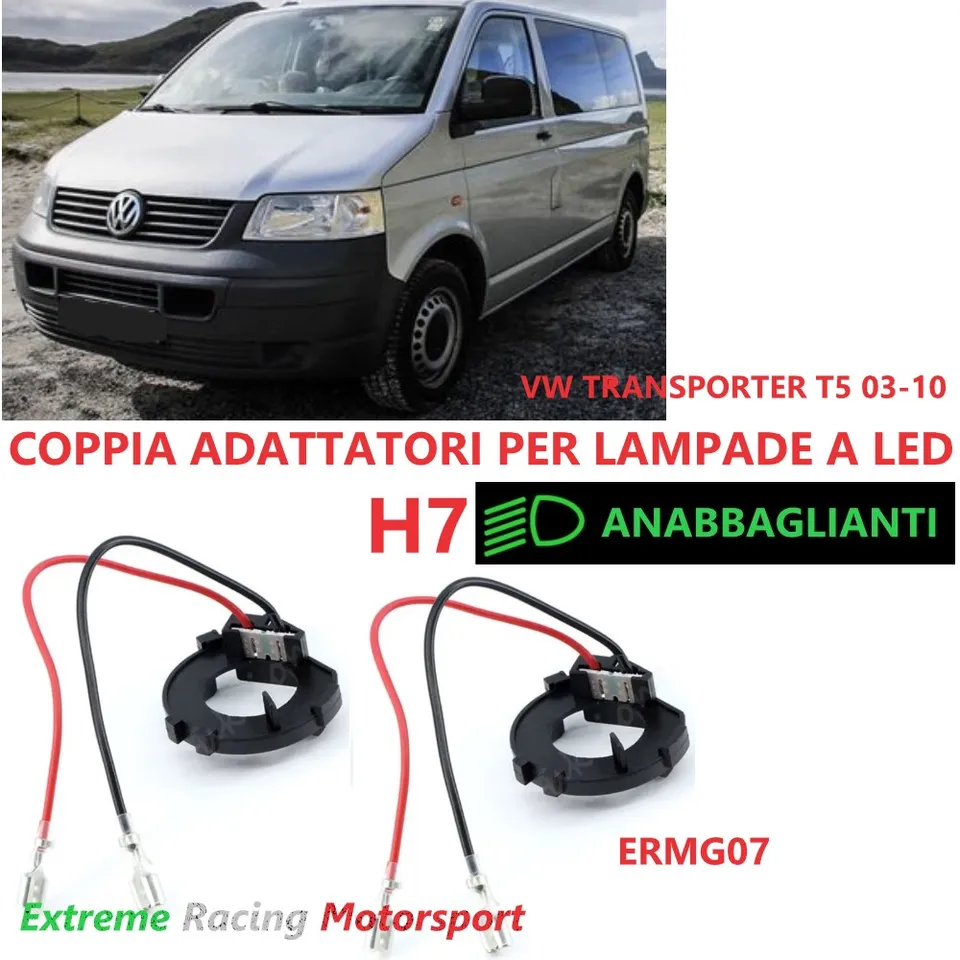 Xtreme Racing Accessori per Illuminazione LED ERMG07 VW Transporter T5 03-10 adattatori H7 coppia ABS