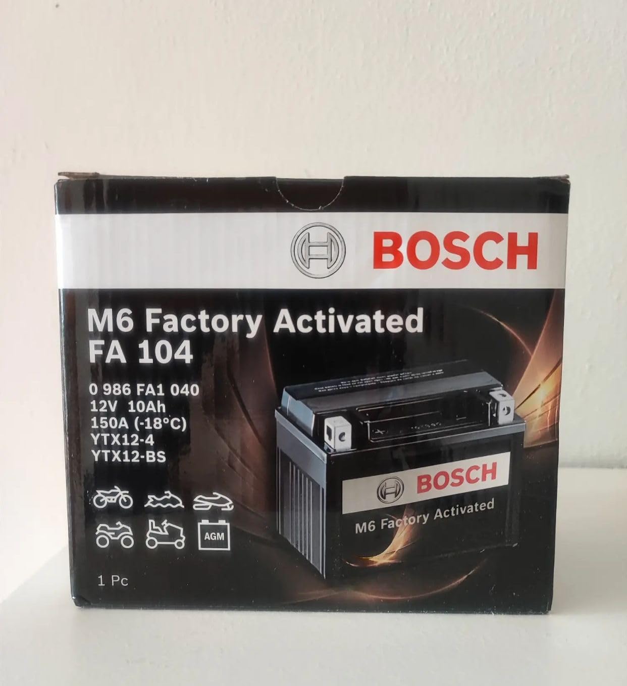 Bosch HCP Batterie FA104 AGM 12V 10Ah per moto, pronta all'uso